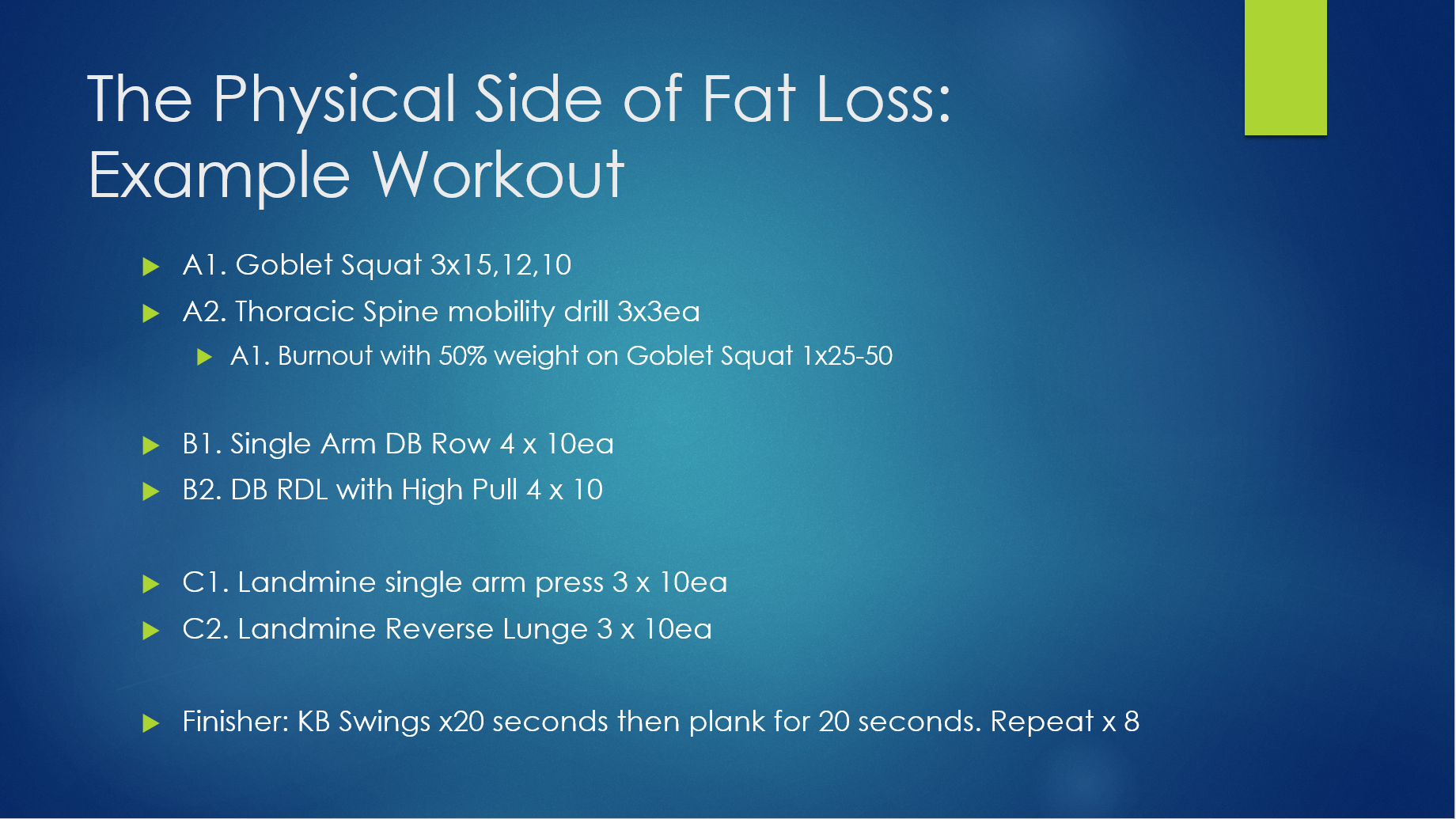 fat loss workout slide